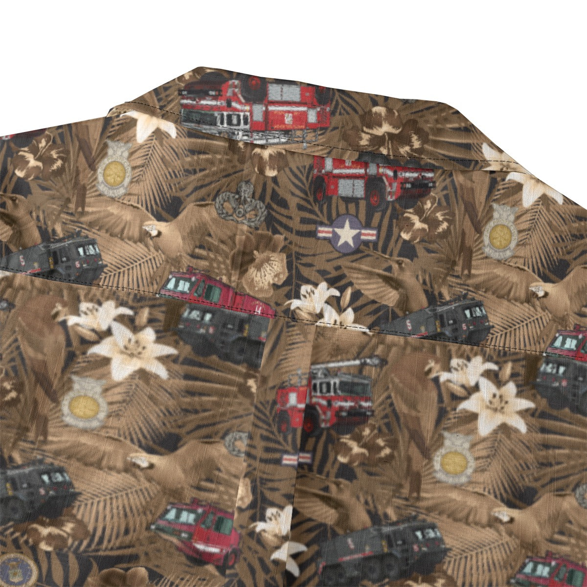 Hawaiian Shirt - "The Goodfellow Era ARFF Trucks" - Bronze 100% Cotton