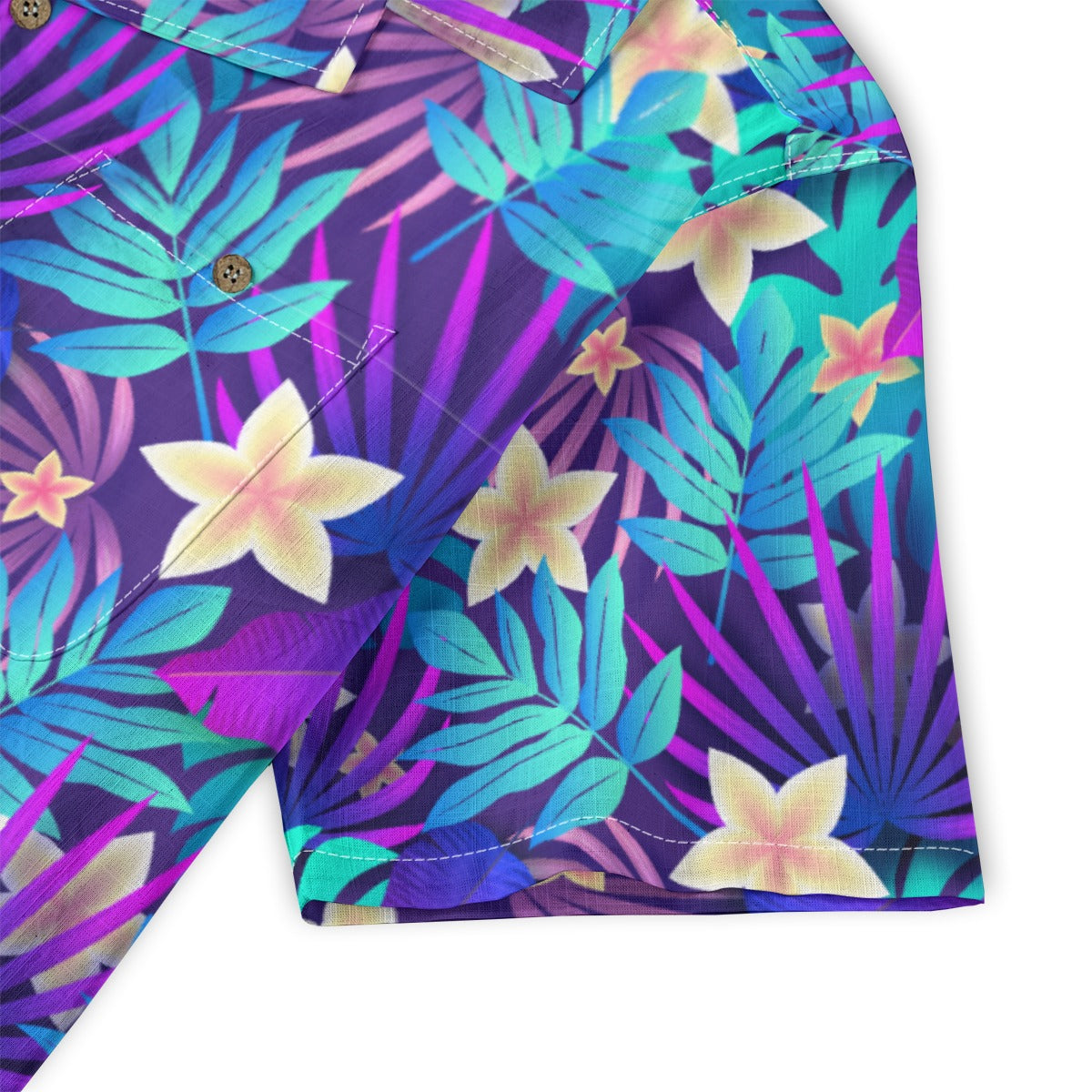 "Purple Paradise Blooms" Hawaiian Shirt - 100% Cotton