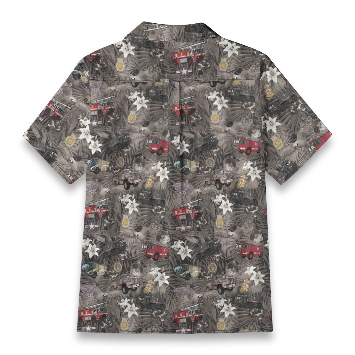 Hawaiian Shirt - "The Goodfellow Era ARFF Trucks" - Black 100% Cotton