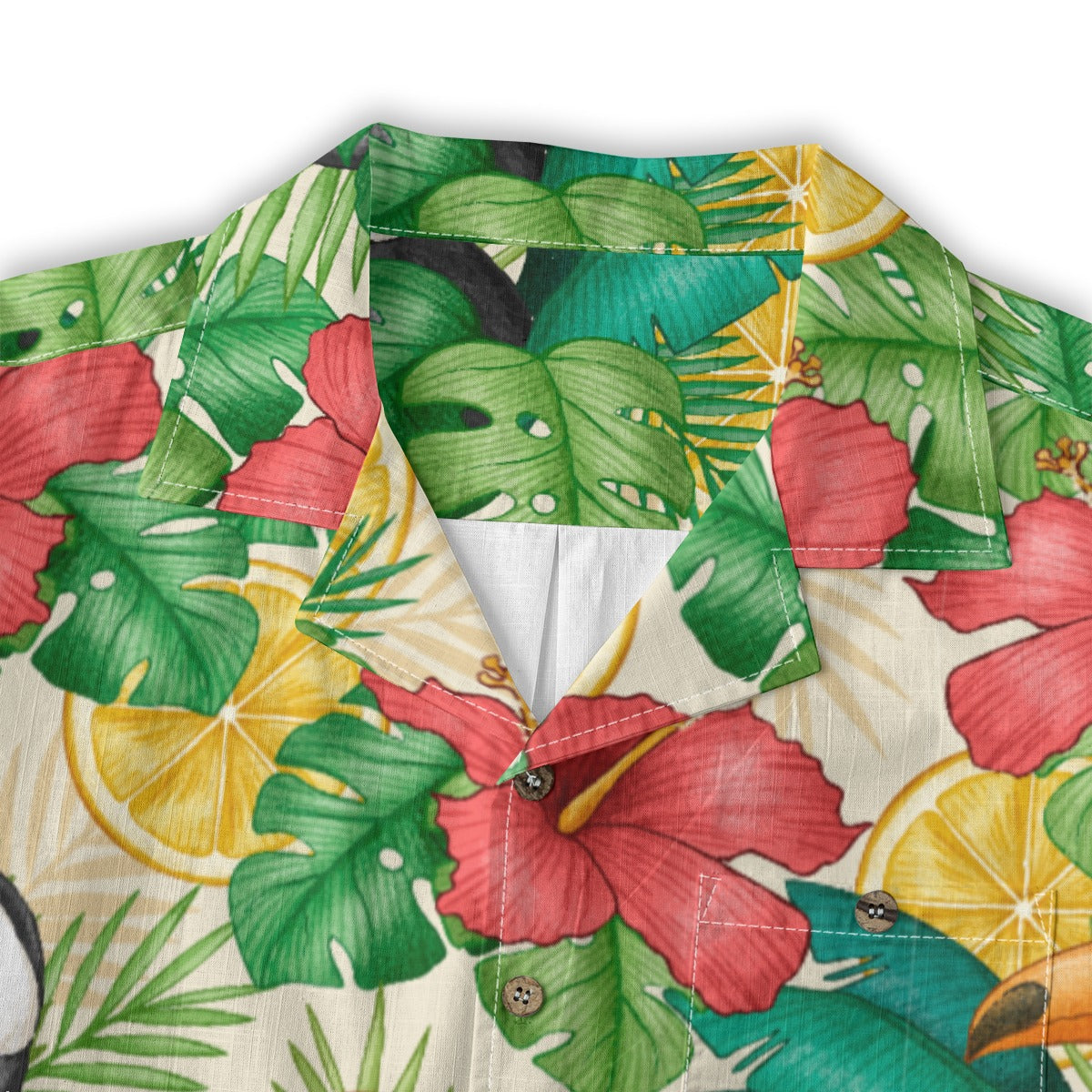 "Toucans Hiding in Hibiscus" Hawaiian Shirt - 100% Cotton