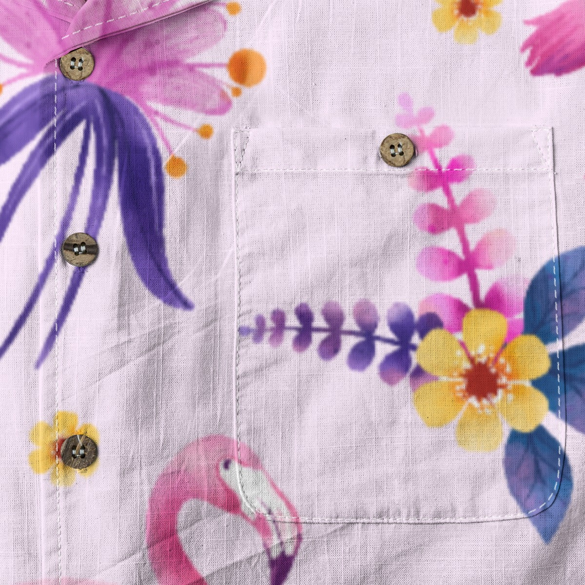 "Pink Flamingo Carnival" Hawaiian Shirt - 100% Cotton