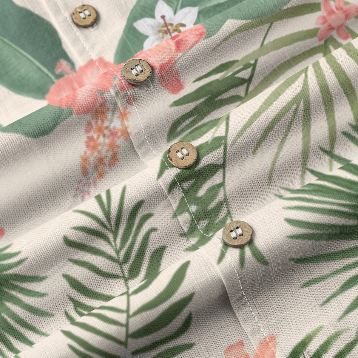 "Hibiscus Palm Oasis" Hawaiian Shirt - 100% Cotton