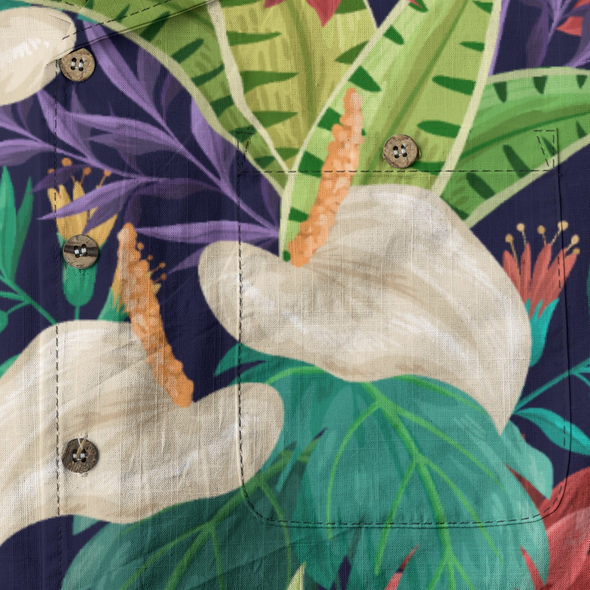 "Nocturnal Blooms" Hawaiian Shirt - 100% Cotton