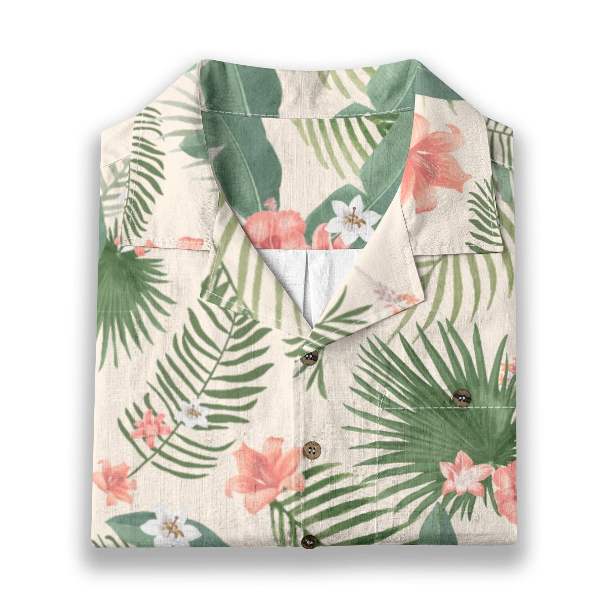 "Hibiscus Palm Oasis" Hawaiian Shirt - 100% Cotton