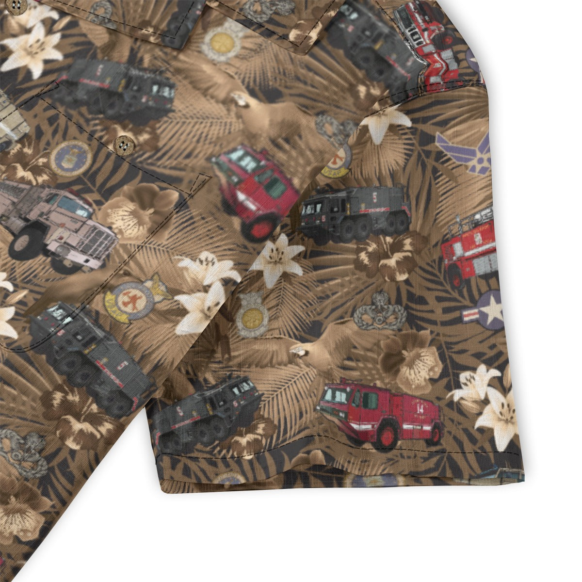 Hawaiian Shirt - "The Goodfellow Era ARFF Trucks" - Bronze 100% Cotton
