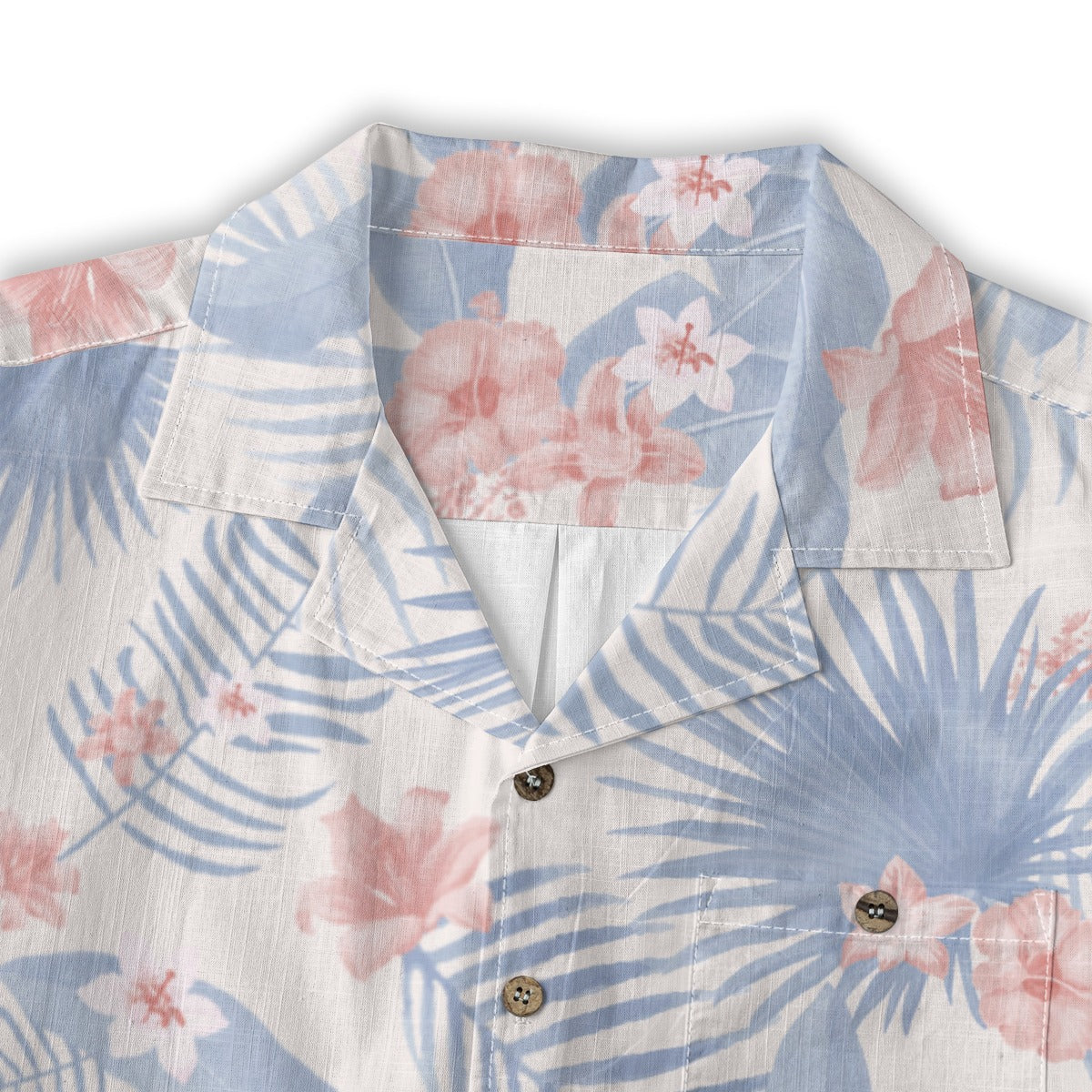 "Tropical Bliss, Coral Hibiscus" Hawaiian Shirt - 100%  Cotton