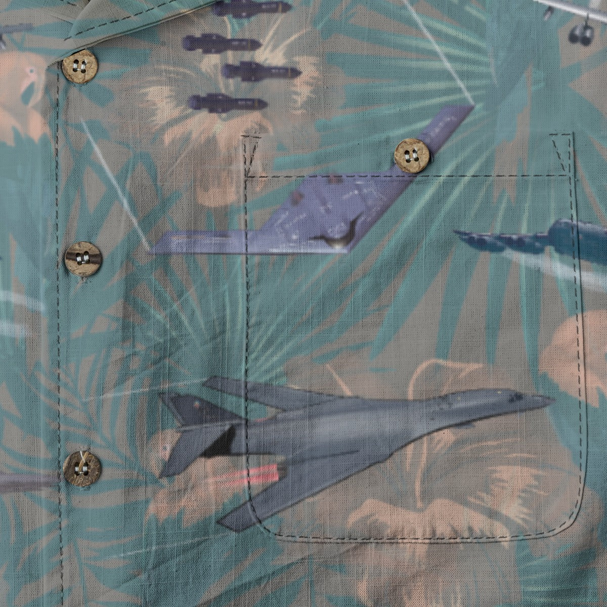 "USAF Bombers" Tribute Hawaiian Shirt, Green 100% Cotton!