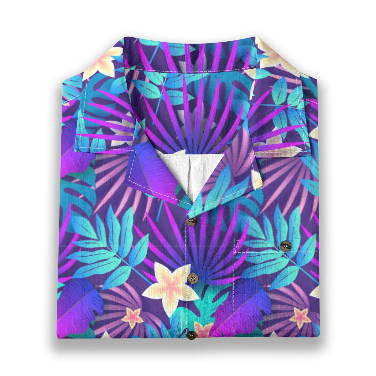 "Purple Paradise Blooms" Hawaiian Shirt - 100% Cotton