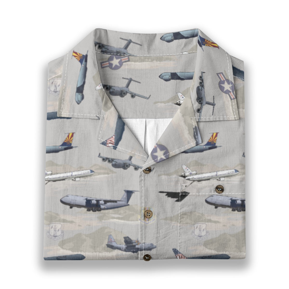 "Air Mobility Command " Tribute Hawaiian Shirt, Beige 100% Cotton!