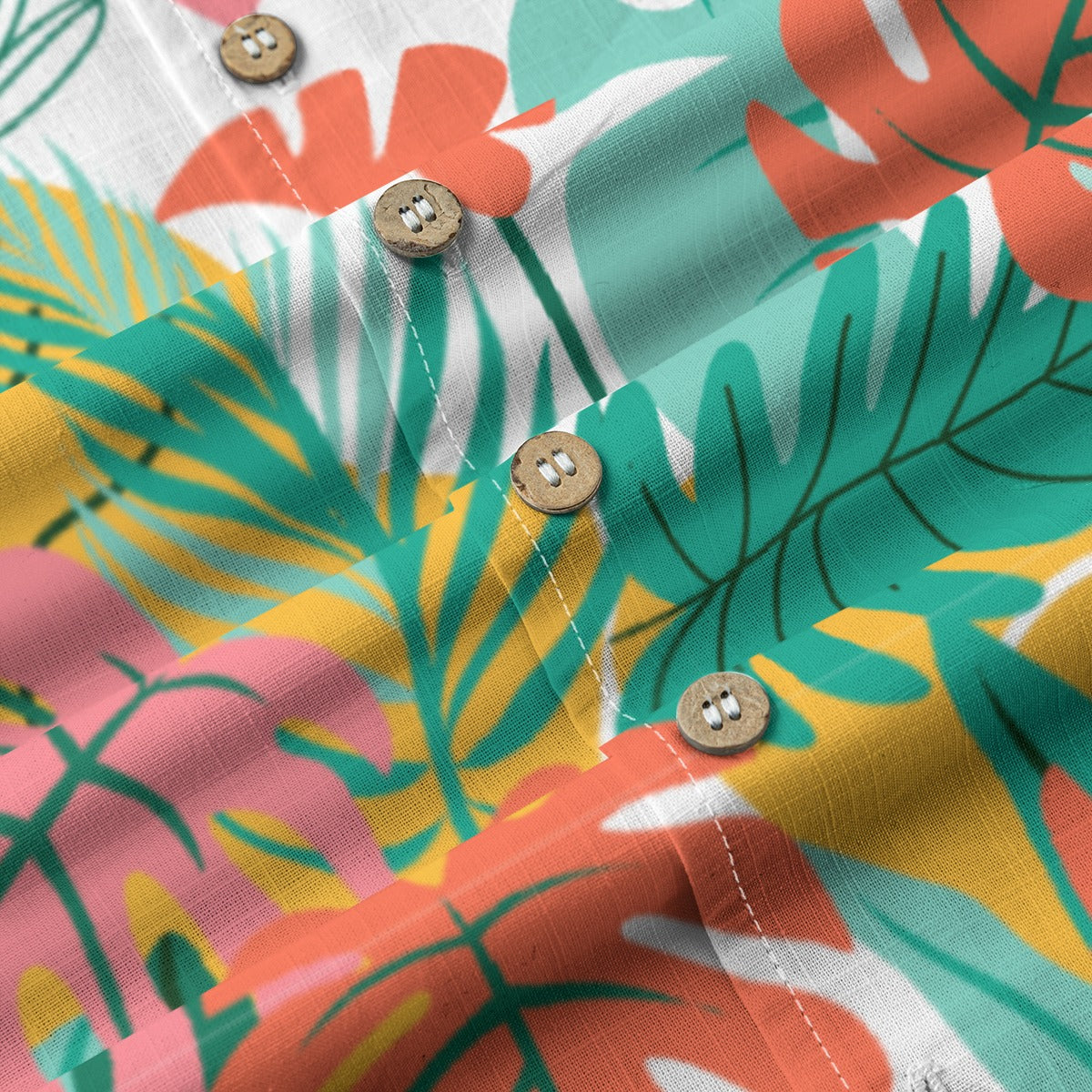 "Island Leaves Kaleidoscope" Hawaiian Shirt - 100% Cotton