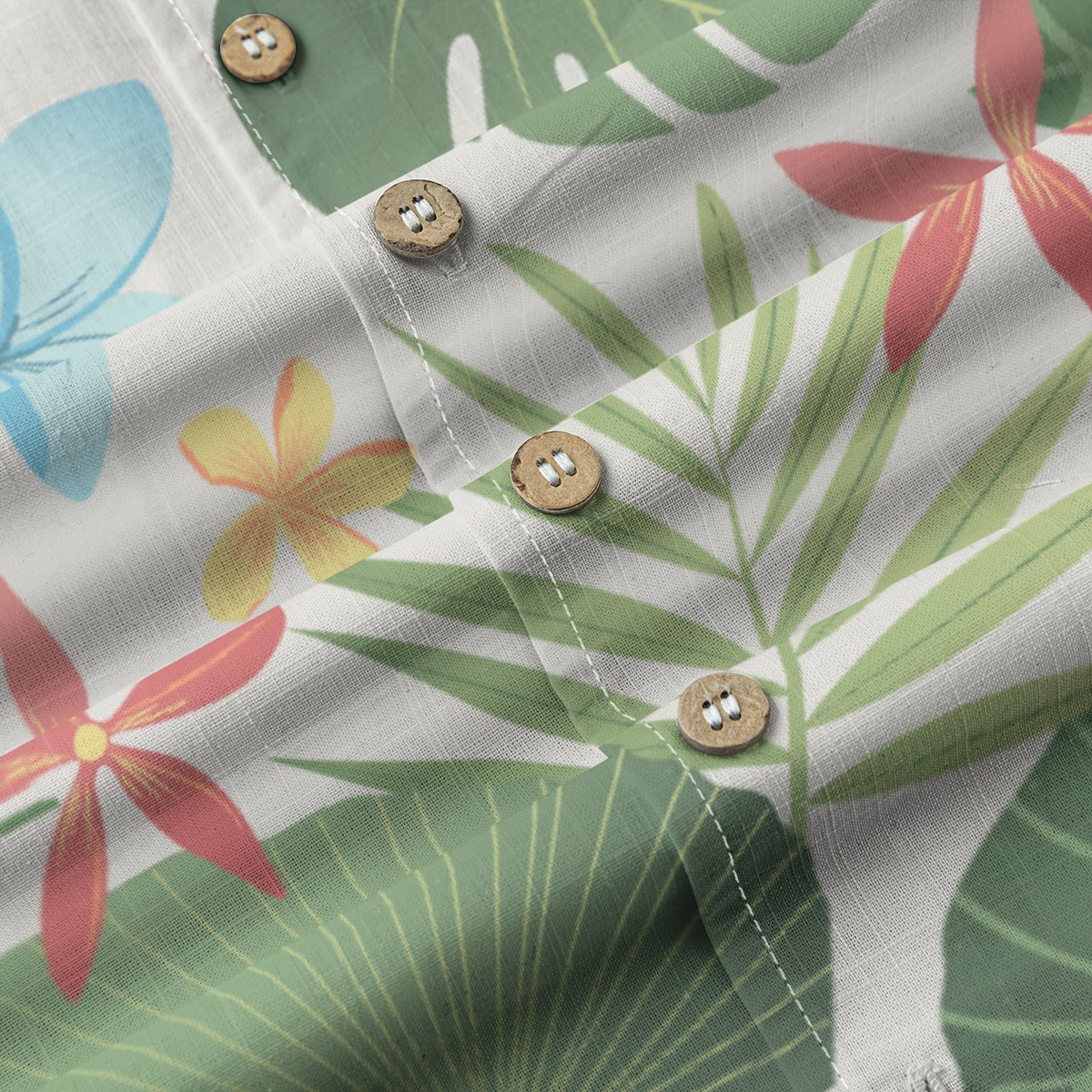 "Caribbean Leaf Carnival" Hawaiian Shirt - 100% Cotton