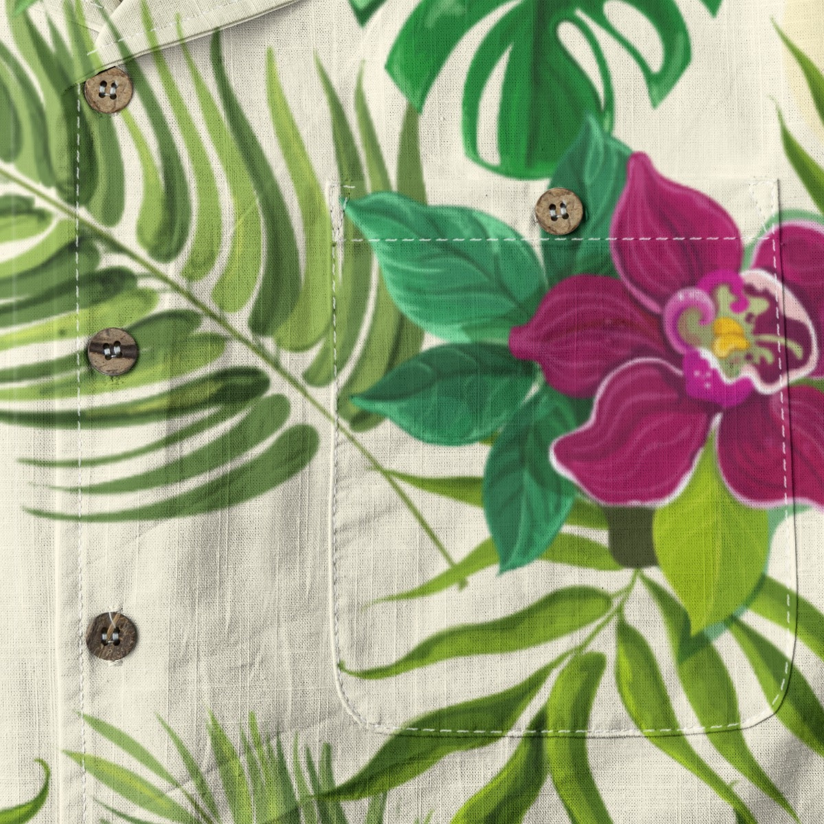 "Sunny Hibiscus Blooms"  Hawaiian Shirt - 100% Cotton