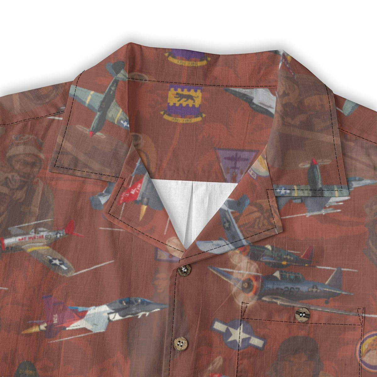 "Tuskegee Airmen" Hawaiian Tribute Shirt Red 100%  Cotton