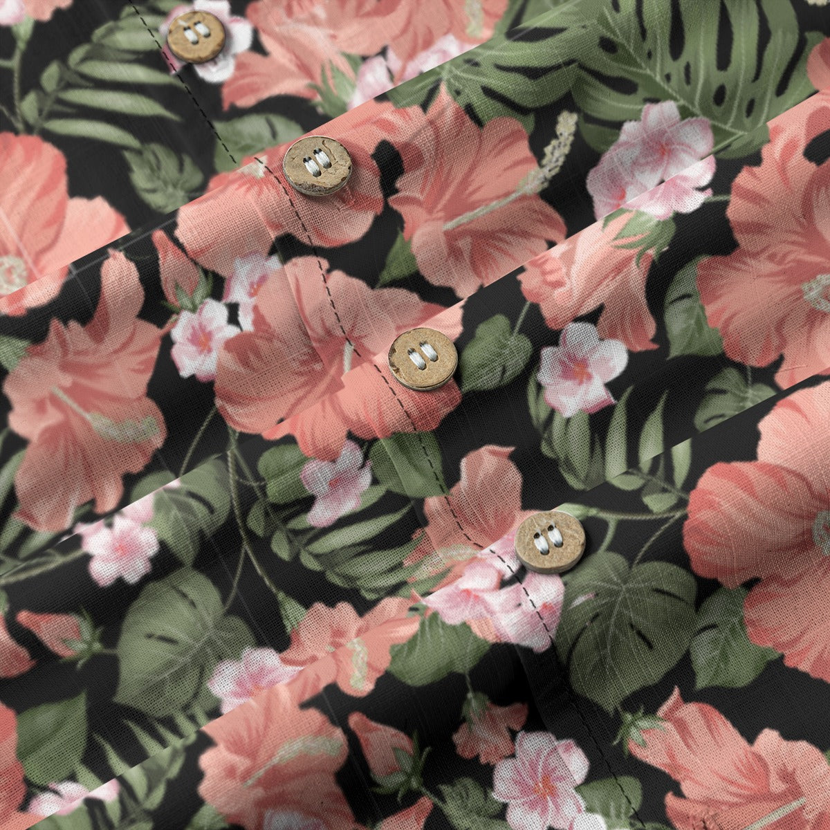 "Midnight Bloomscape" Hawaiian Shirt - 100% Cotton