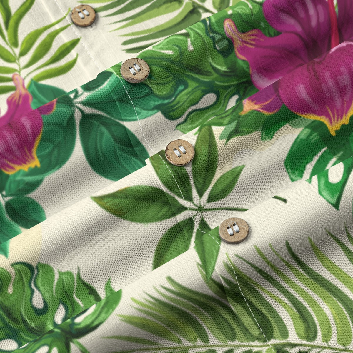 "Sunny Hibiscus Blooms"  Hawaiian Shirt - 100% Cotton