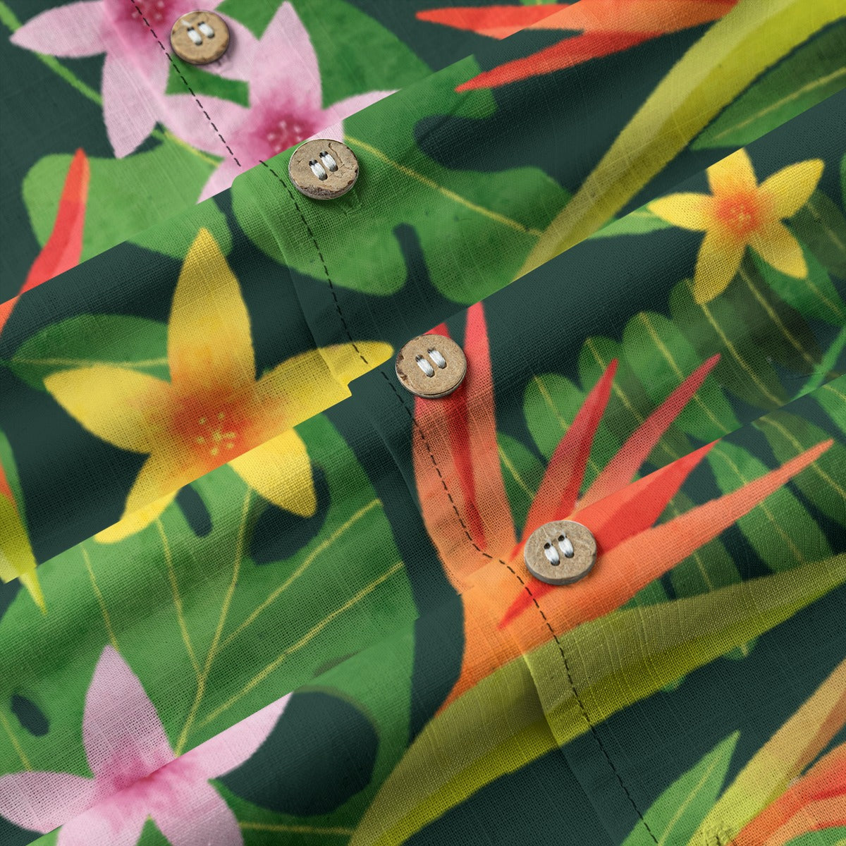 "Paradise Plumes" Hawaiian Shirt - 100% Cotton