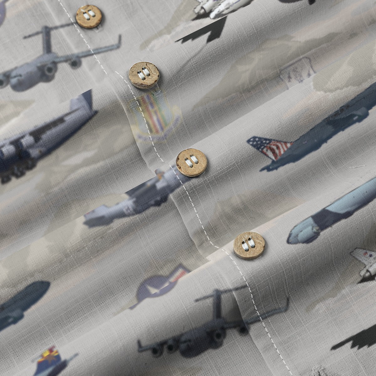 "Air Mobility Command " Tribute Hawaiian Shirt, Beige 100% Cotton!