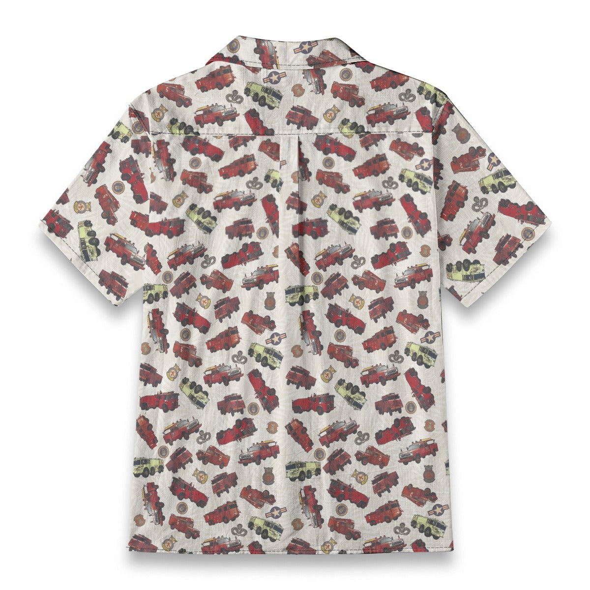 Hawaiian Shirt - "Vietnam Era Crash Trucks" - White 100% Cotton