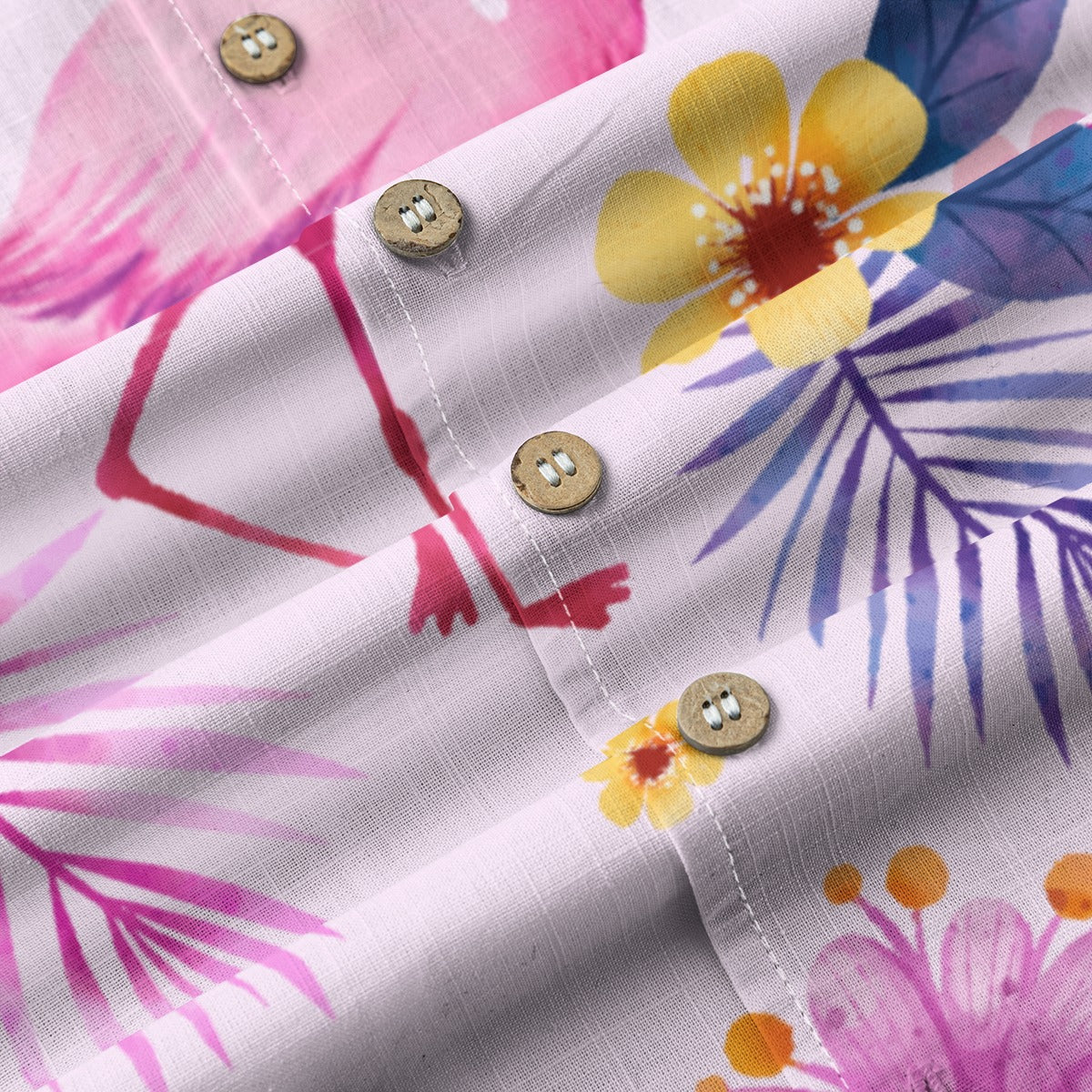 "Pink Flamingo Carnival" Hawaiian Shirt - 100% Cotton