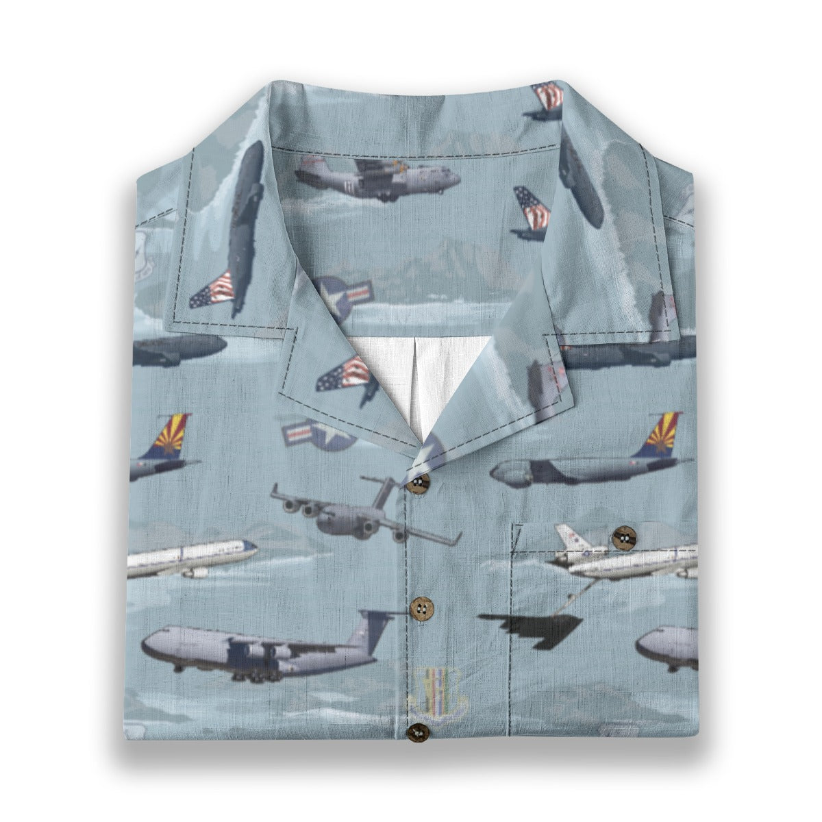 "Air Mobility Command " Tribute Hawaiian Shirt, Blue 100% Cotton!