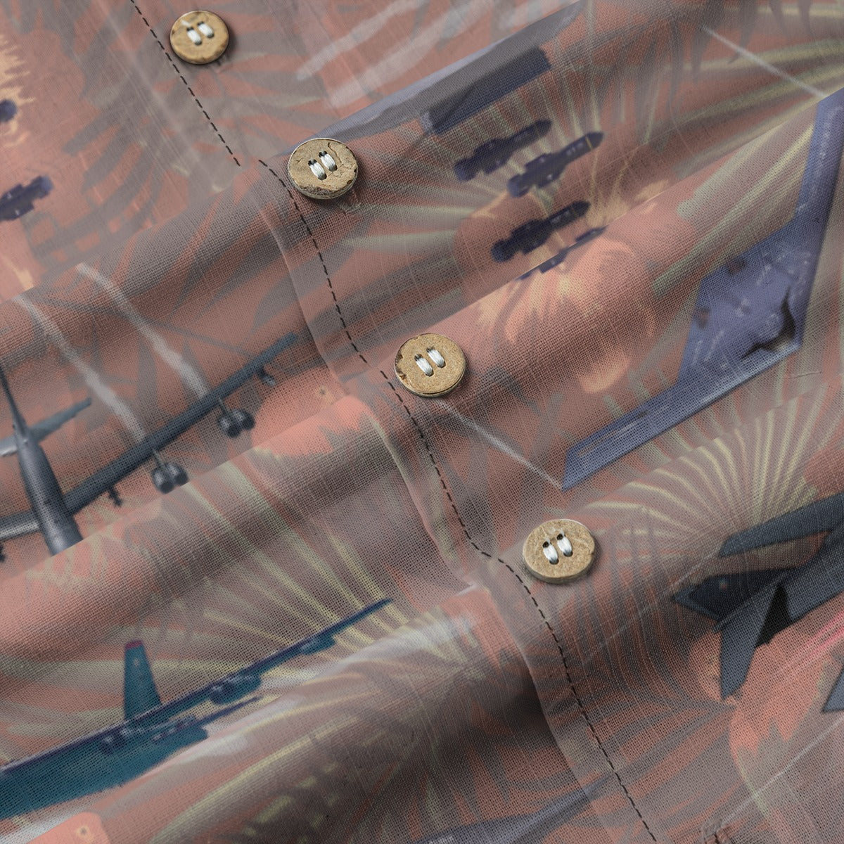 "USAF Bombers" Tribute Hawaiian Shirt, Beige 100% Cotton!