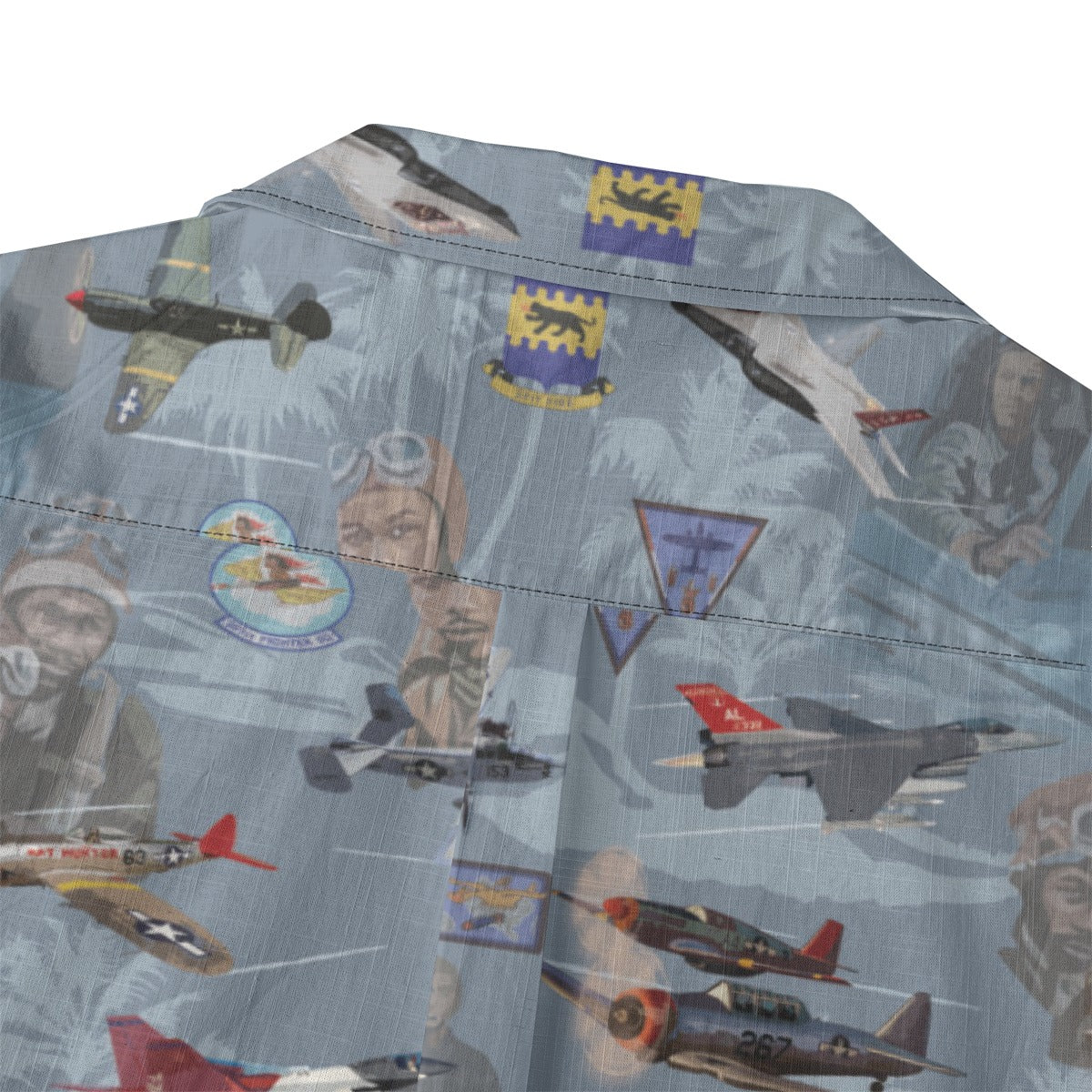 "Tuskegee Airmen" Hawaiian Tribute Shirt Blue 100%  Cotton