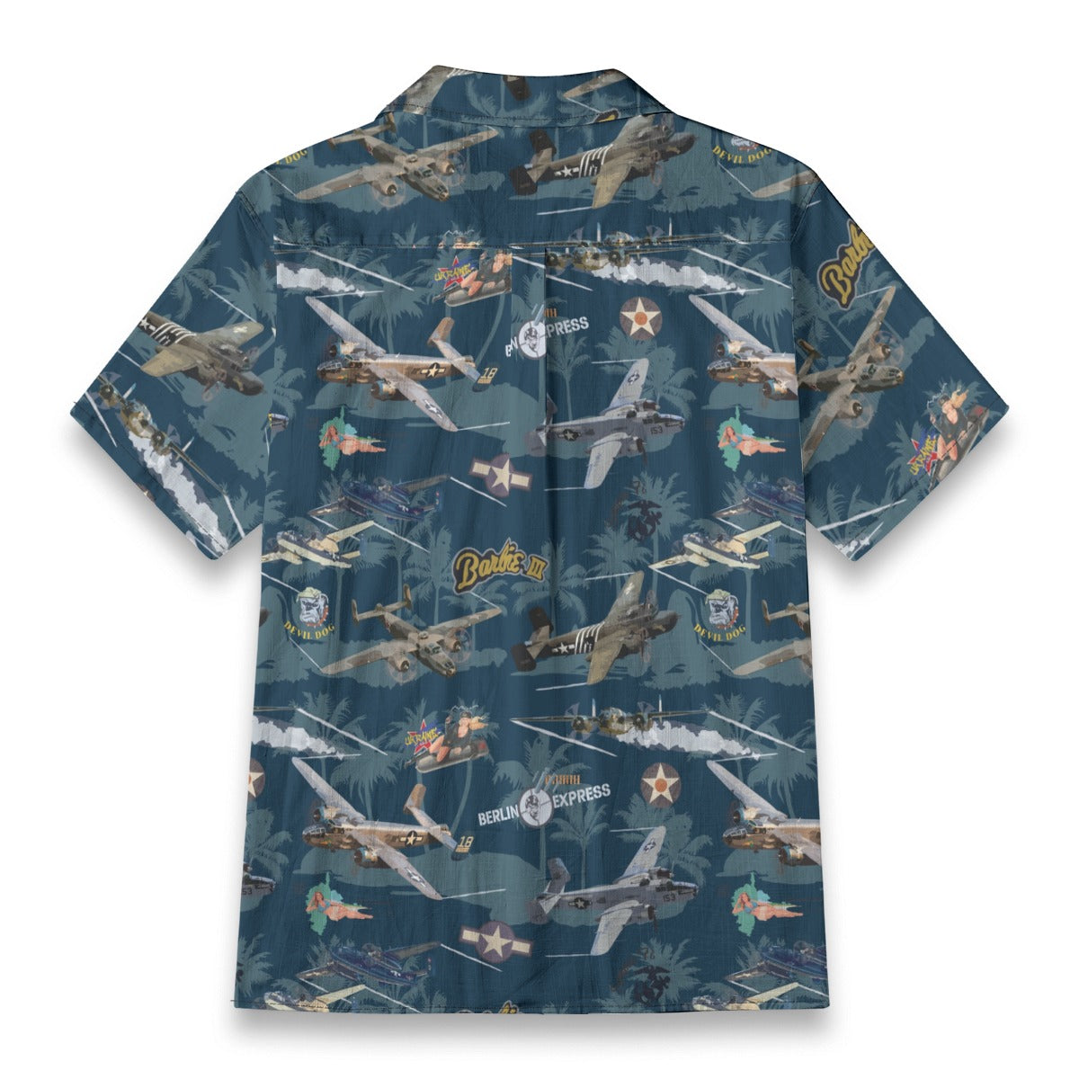 "B-25 Mitchell Tribute" Hawaiian Shirt 100%  Cotton - Blue
