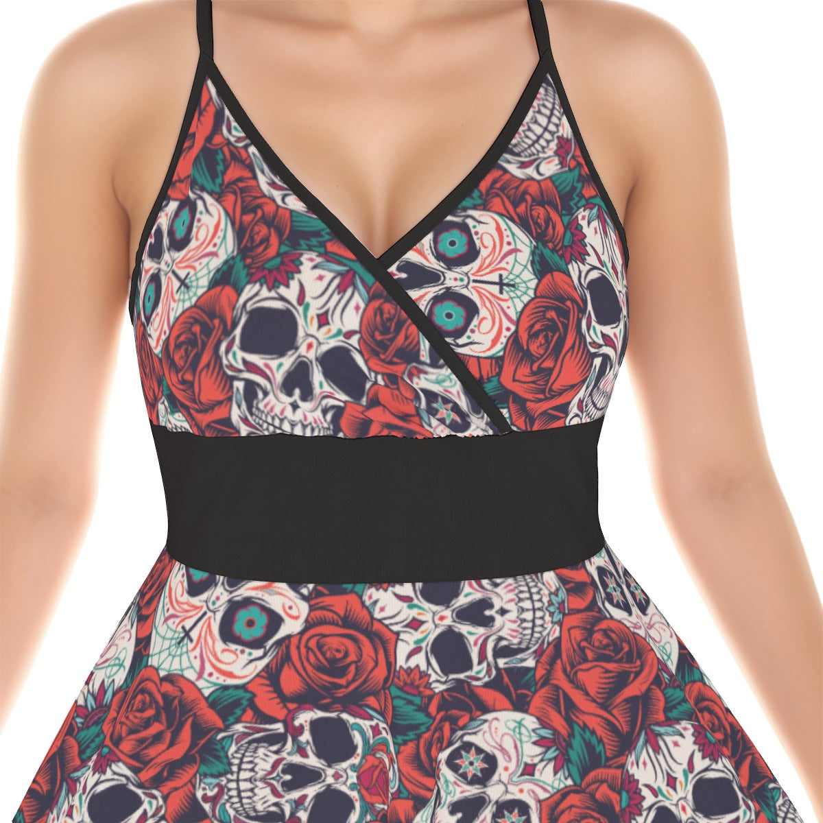 "Dia de Muertos in Roses" Women‘s Cross Cami Dress