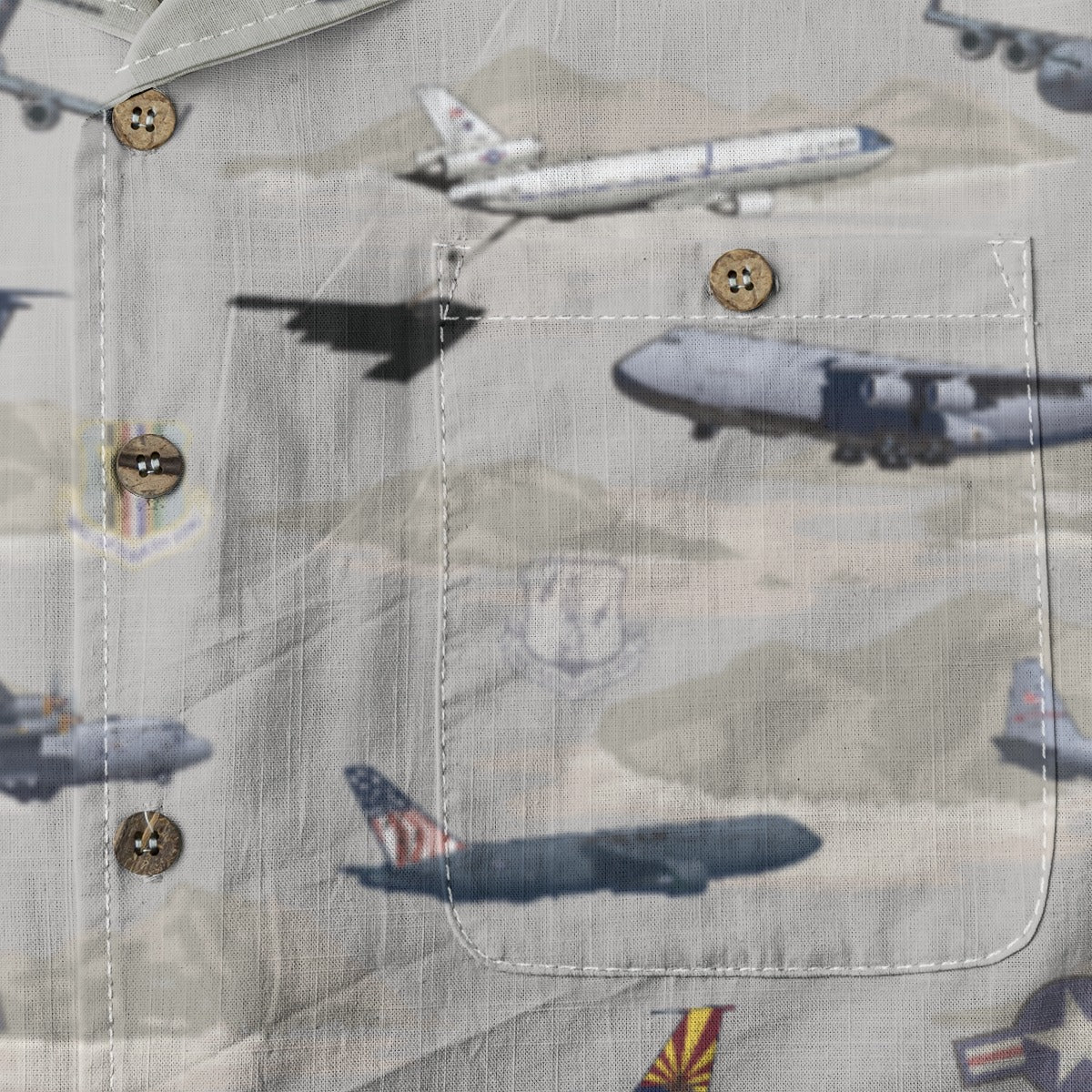 "Air Mobility Command " Tribute Hawaiian Shirt, Beige 100% Cotton!