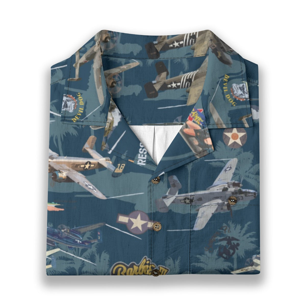 "B-25 Mitchell Tribute" Hawaiian Shirt 100%  Cotton - Blue