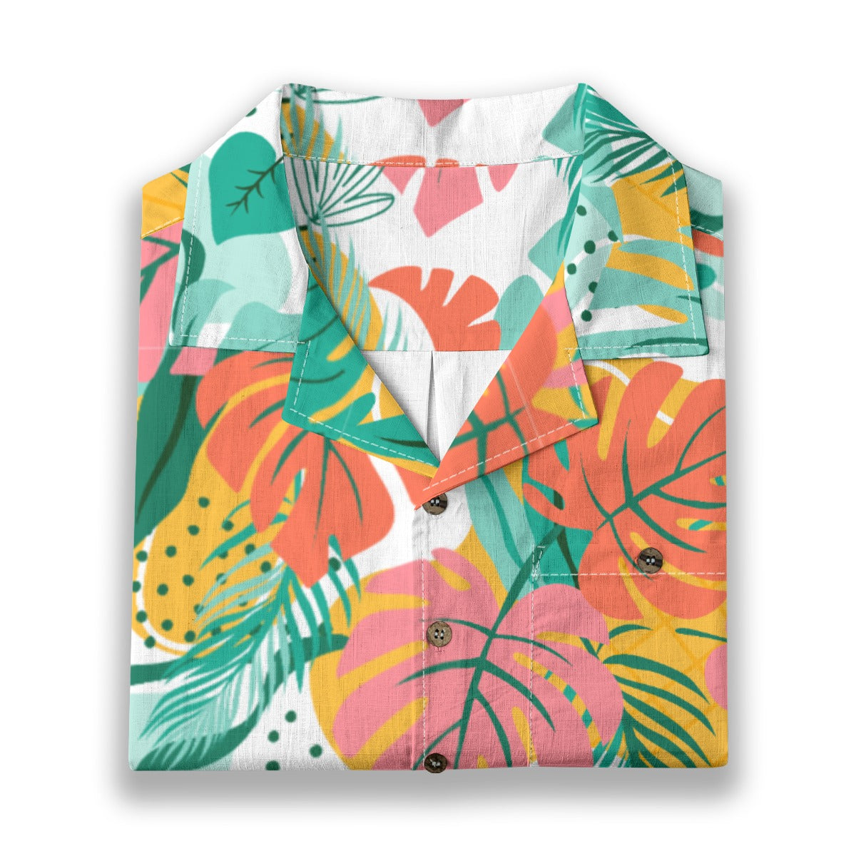 "Island Leaves Kaleidoscope" Hawaiian Shirt - 100% Cotton