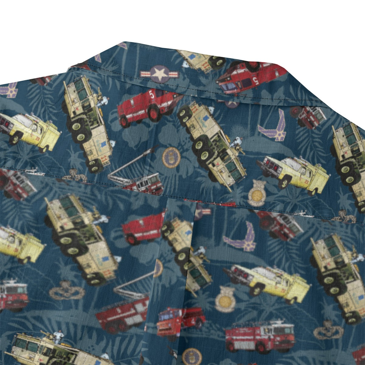 Hawaiian Shirt - "Chanute Era Crash Trucks" - Dark Blue 100% Cotton