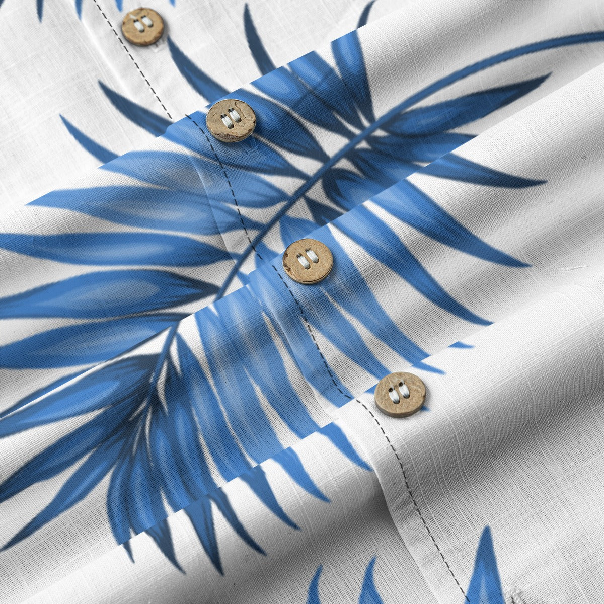 "Sapphire Palm Serenity" Hawaiian Shirt - 100% Cotton