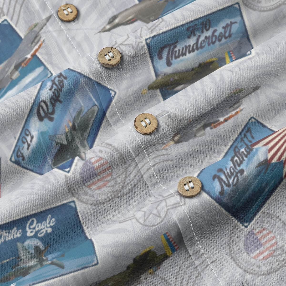 Hawaiian Shirt - Tribute to Current Fighter Jets of the USAF 100% Cotton! - White