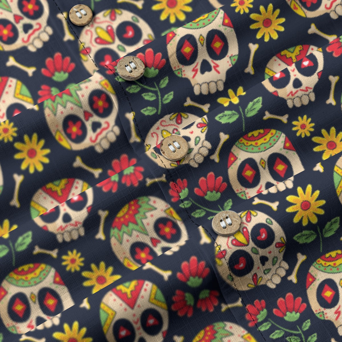 "Sugar Skull Fiesta" Cotton Celebration Shirt