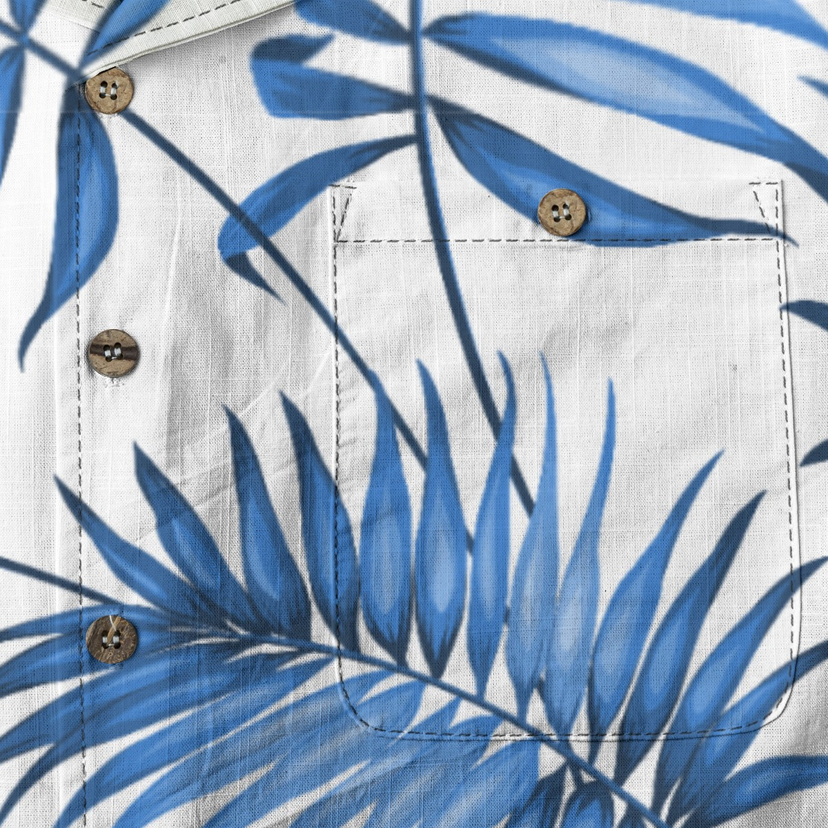 "Sapphire Palm Serenity" Hawaiian Shirt - 100% Cotton