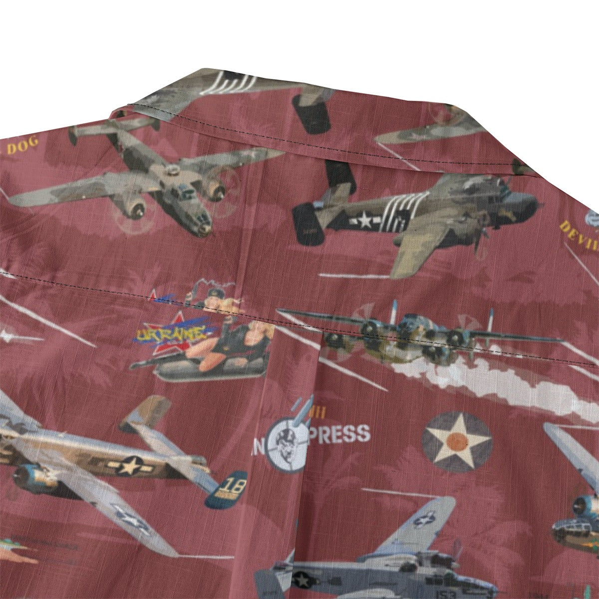 "B-25 Mitchell Tribute" Hawaiian Shirt 100%  Cotton - Red