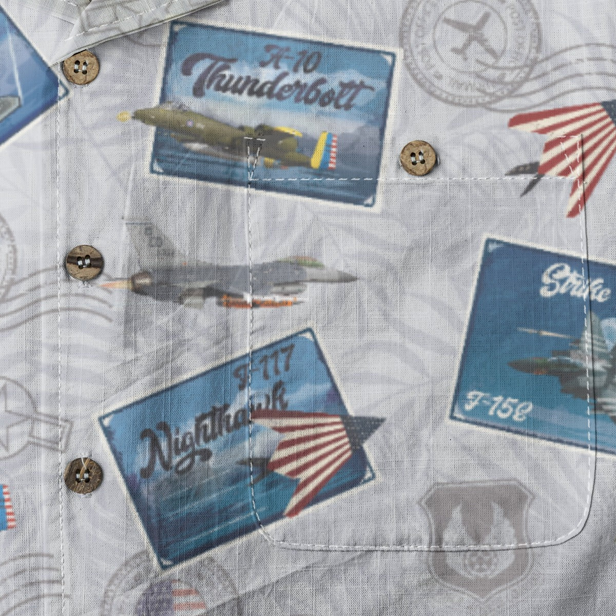 Hawaiian Shirt - Tribute to Current Fighter Jets of the USAF 100% Cotton! - White