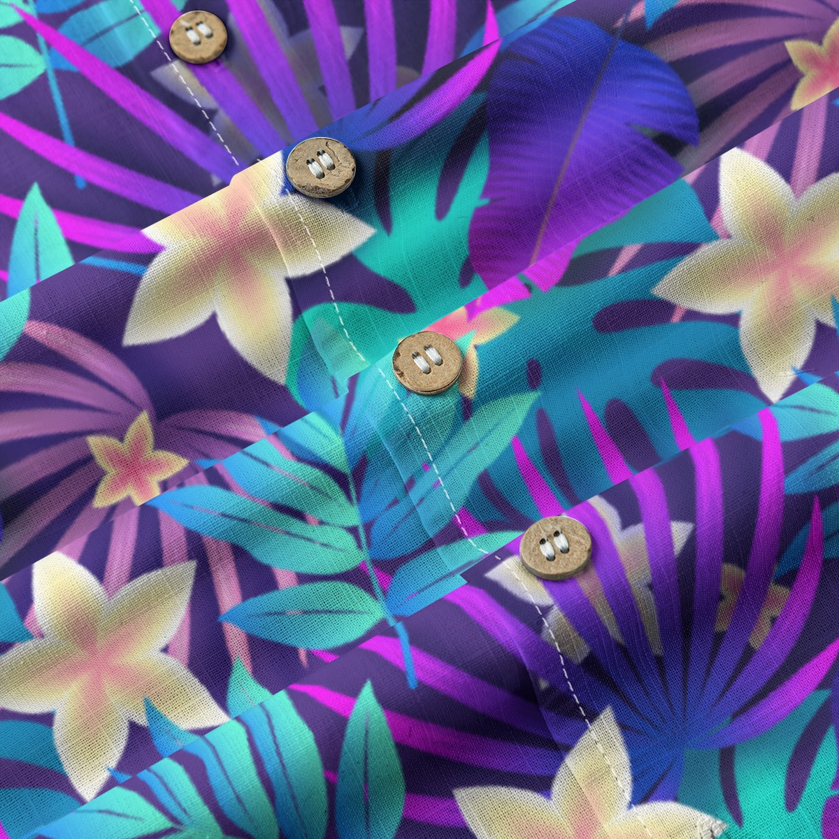 "Purple Paradise Blooms" Hawaiian Shirt - 100% Cotton