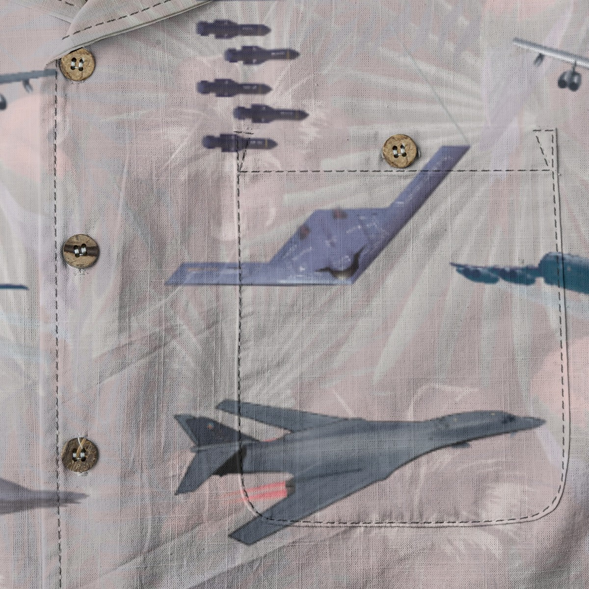 "USAF Bombers" Tribute Hawaiian Shirt, White 100% Cotton!