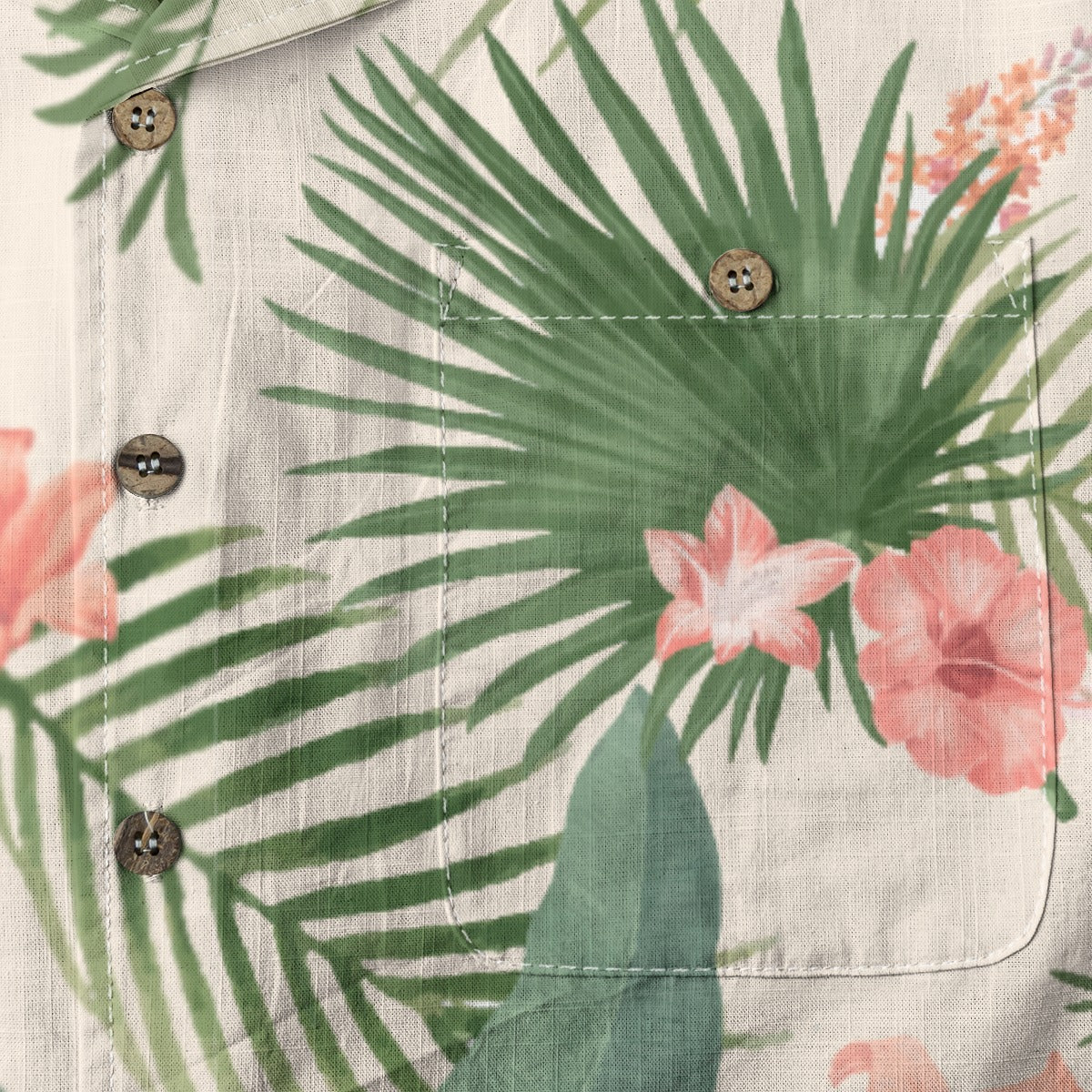 "Hibiscus Palm Oasis" Hawaiian Shirt - 100% Cotton