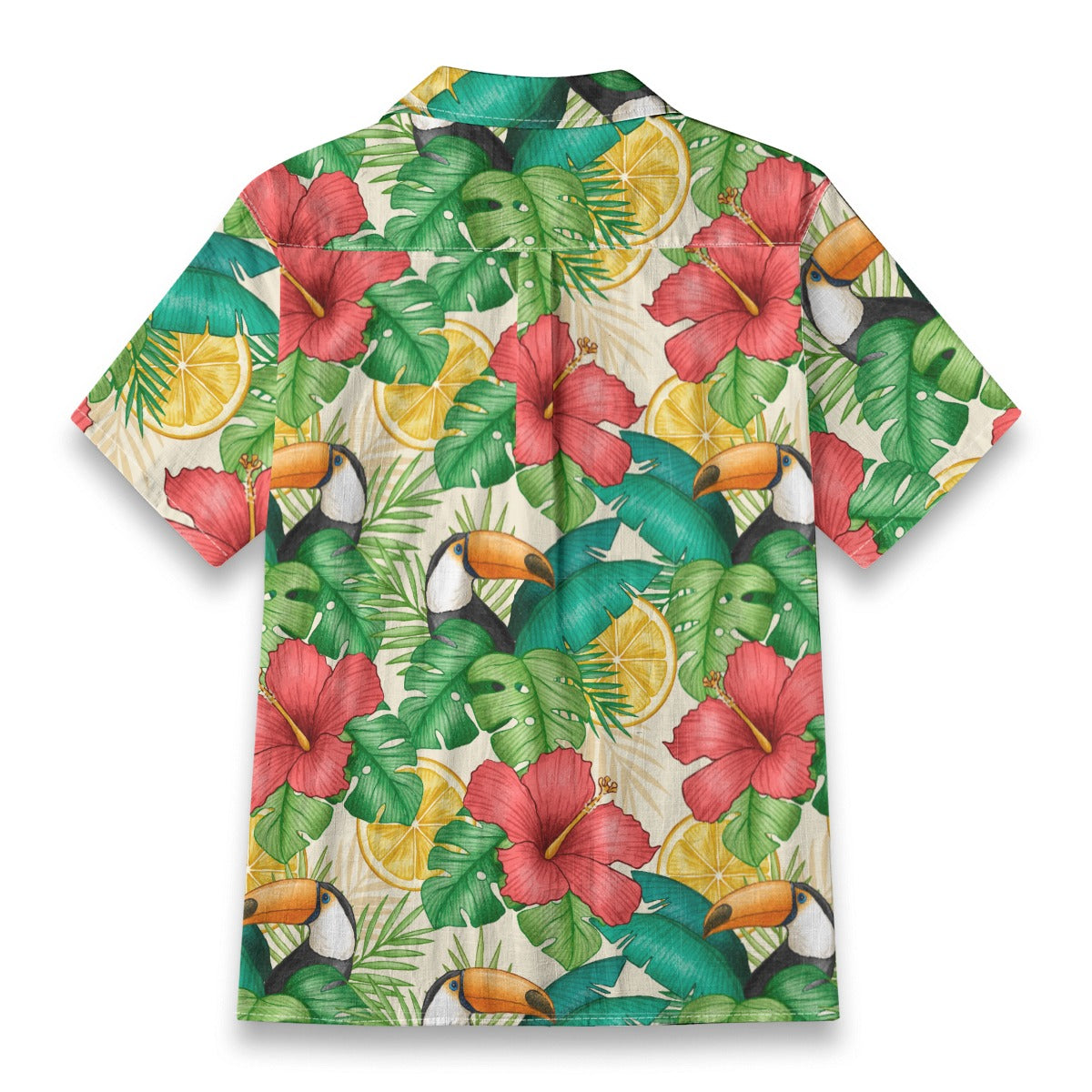 "Toucans Hiding in Hibiscus" Hawaiian Shirt - 100% Cotton