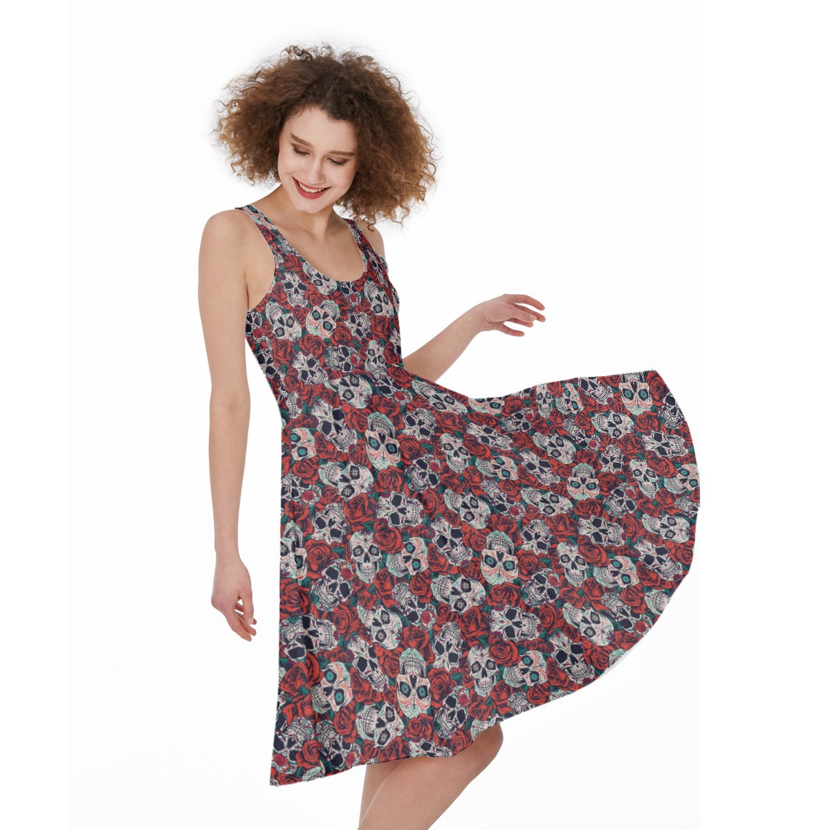 "Dia de Muertos in Roses" Women's Sleeveless Dress