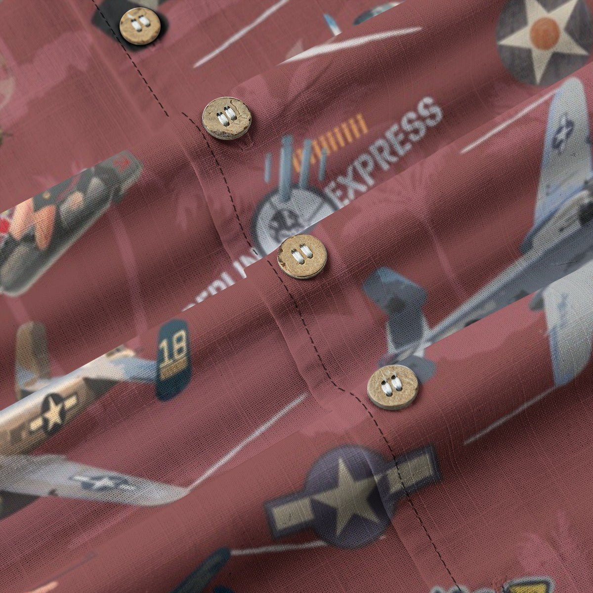 "B-25 Mitchell Tribute" Hawaiian Shirt 100%  Cotton - Red