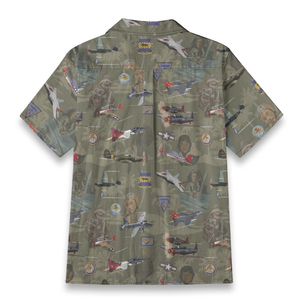 "Tuskegee Airmen" Hawaiian Tribute Shirt Green 100%  Cotton