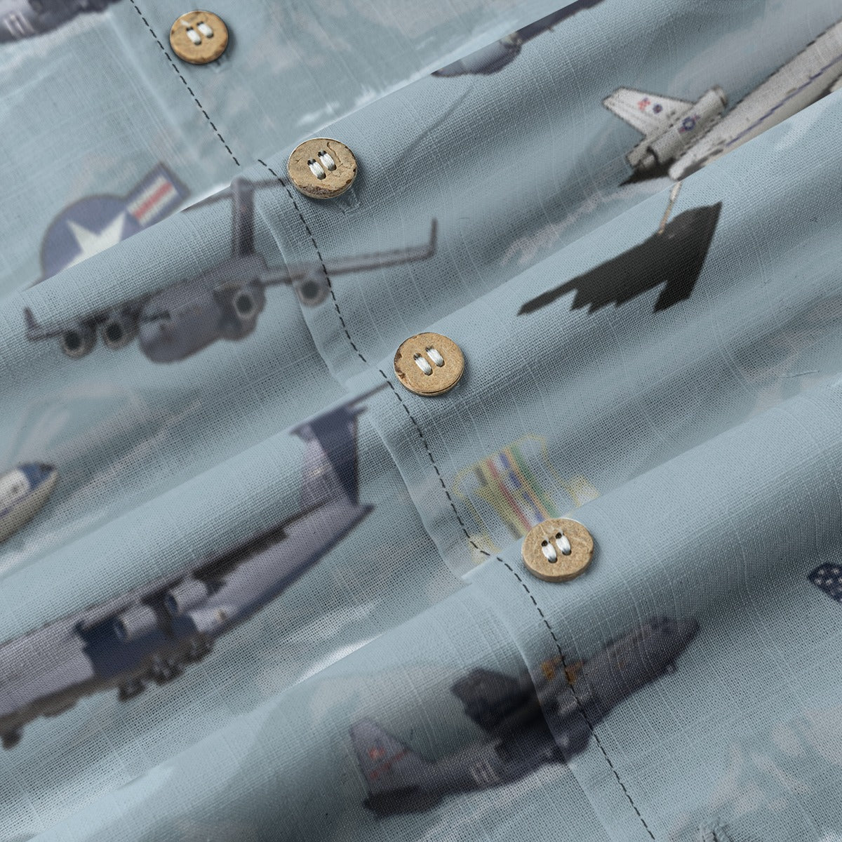 "Air Mobility Command " Tribute Hawaiian Shirt, Blue 100% Cotton!