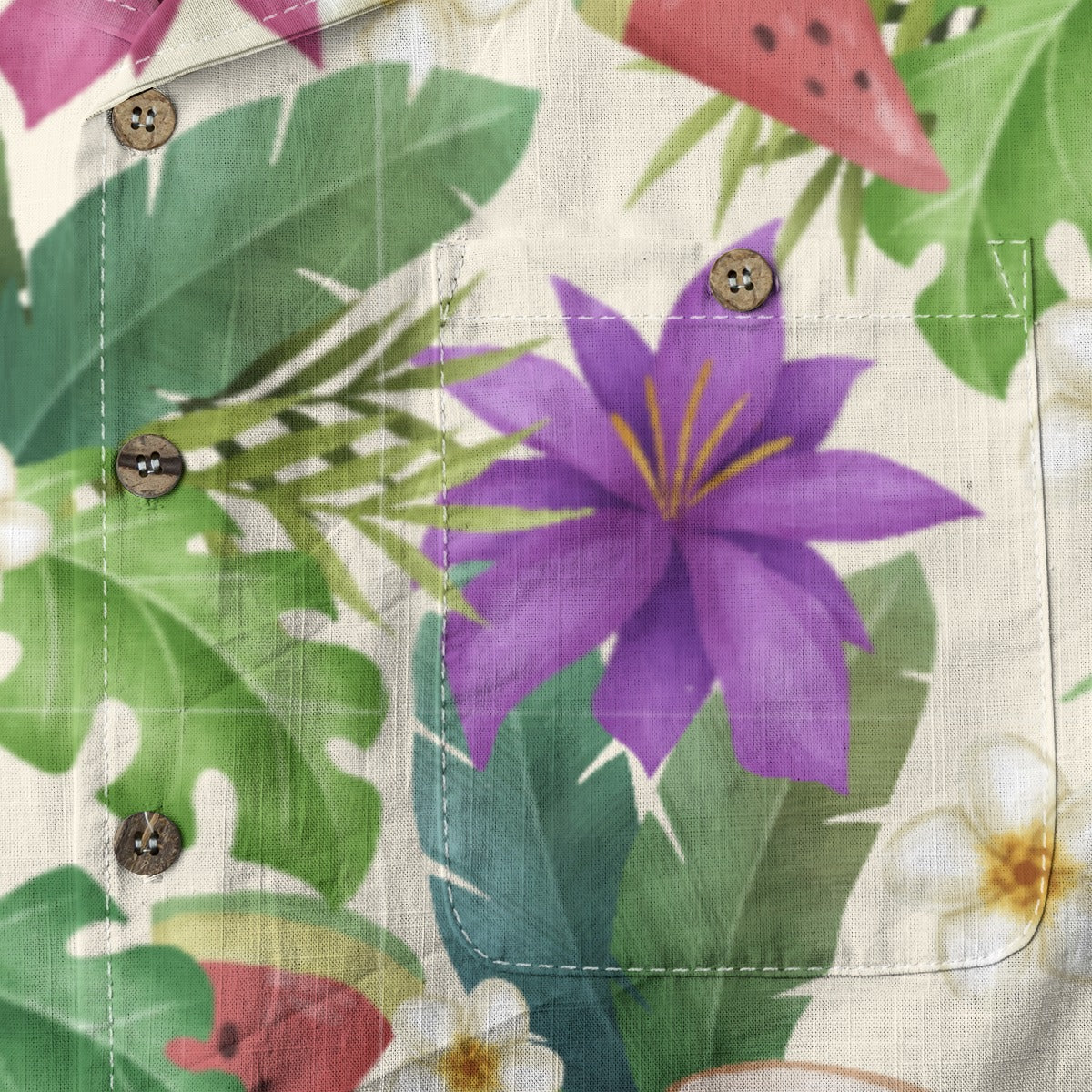 "Exotic Fruit Blossom" Hawaiian Shirt - 100% Cotton