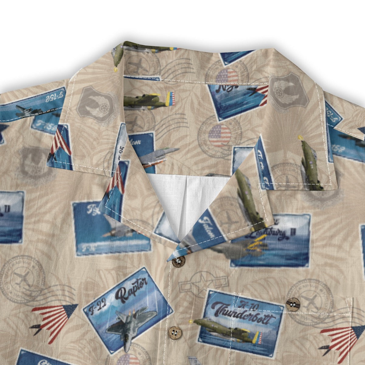 Hawaiian Shirt - Tribute to Current Fighter Jets of the USAF 100% Cotton! - Beige