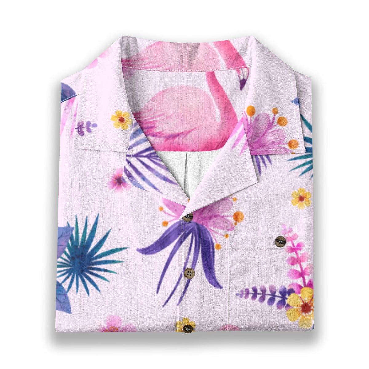 "Pink Flamingo Carnival" Hawaiian Shirt - 100% Cotton