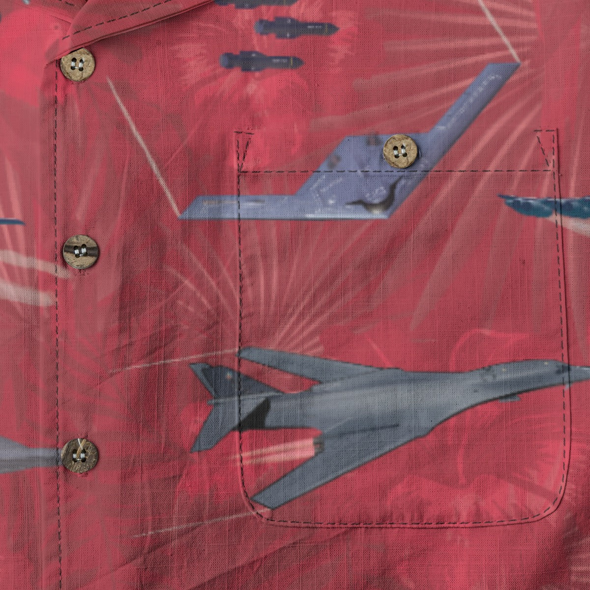 "USAF Bombers" Tribute Hawaiian Shirt, Red 100% Cotton!